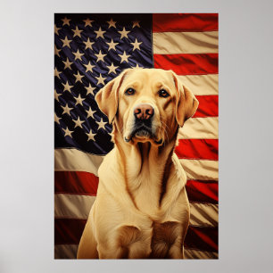 American Flagga Labrador Poster