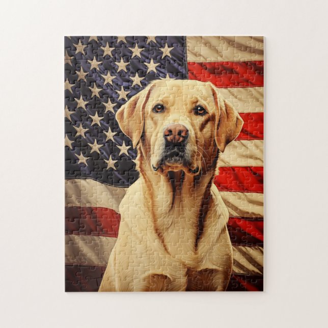 American Flagga Labrador Pussel (Vertikal)