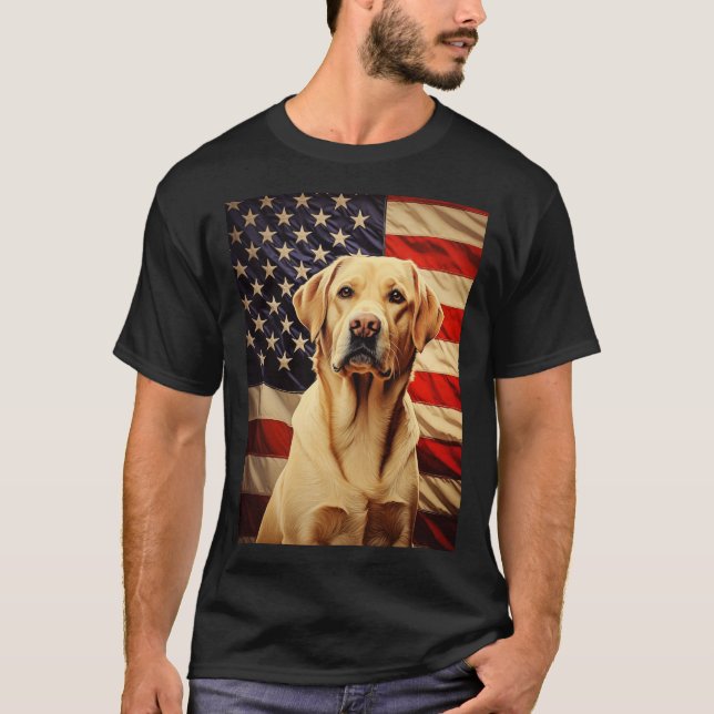 American Flagga Labrador T Shirt (Framsida)