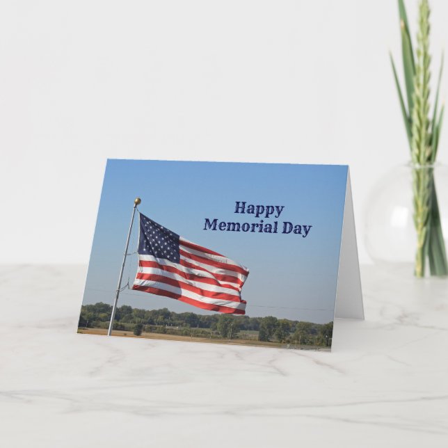 American Flagga Landcape Memorial Day Kort (Framsida)