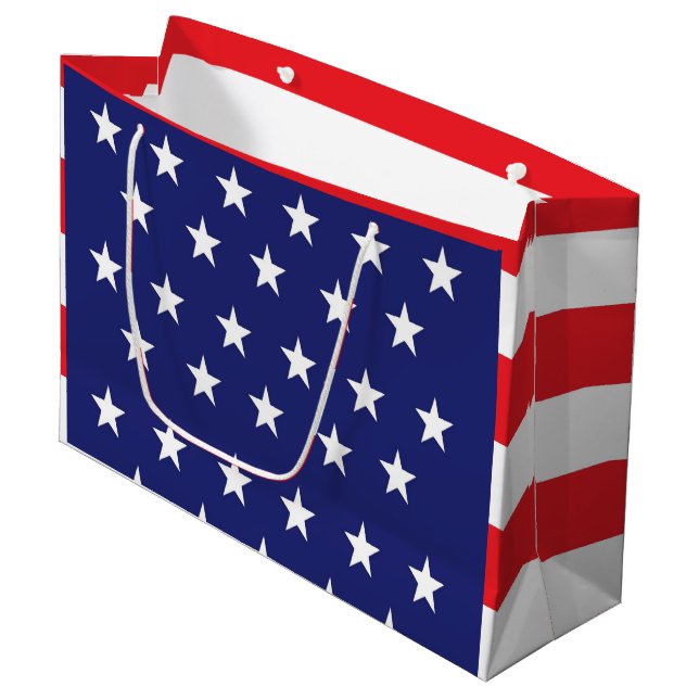 American Flagga Large Gift Bag Red White och Blue (Framsidan Vinklad)