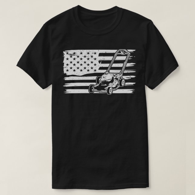 American Flagga Lawnmower Shirt Gräsmatta Mving Sh T Shirt (Design framsida)