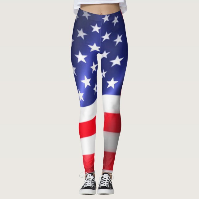 American Flagga Leggings Red White och Blue (Framsida)