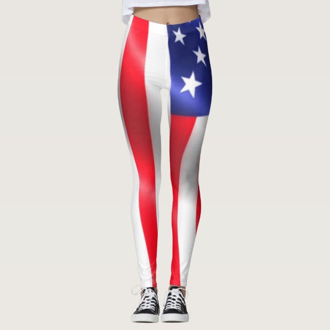 American Flagga Leggings Red White och Blue (Framsida)