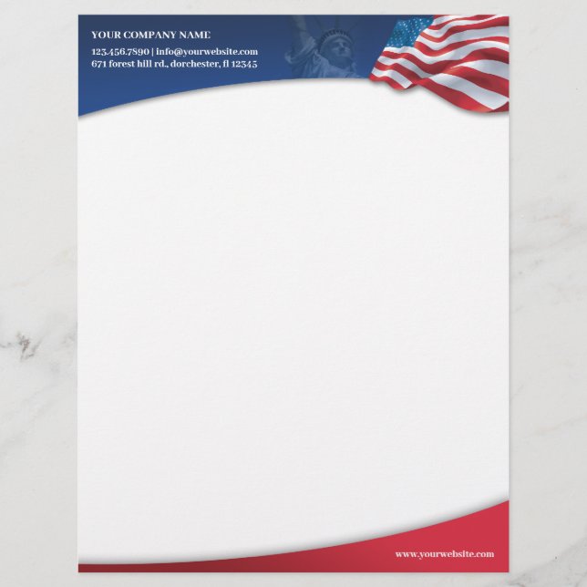 American Flagga Letterhead Brevhuvud (Framsida)