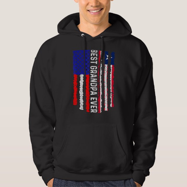 American Flagga Liberia Flagga Best Grandpa All Fa Hoodie (Framsida)