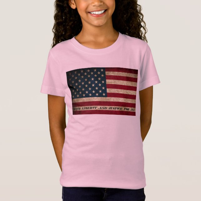 American Flagga Liberty Shirt Girls T Shirt (Framsida)