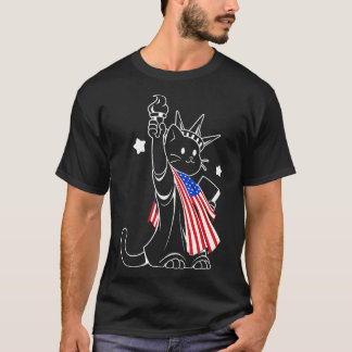 American Flagga Liberty Statue Cat av Tobe Fonseca T Shirt