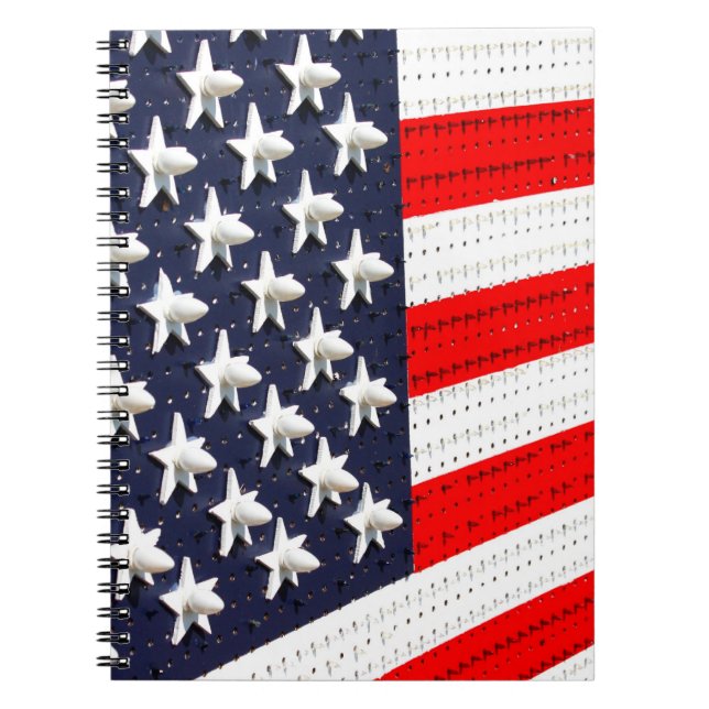 American Flagga Light Visning Anteckningsbok Med Spiral (Framsidan)