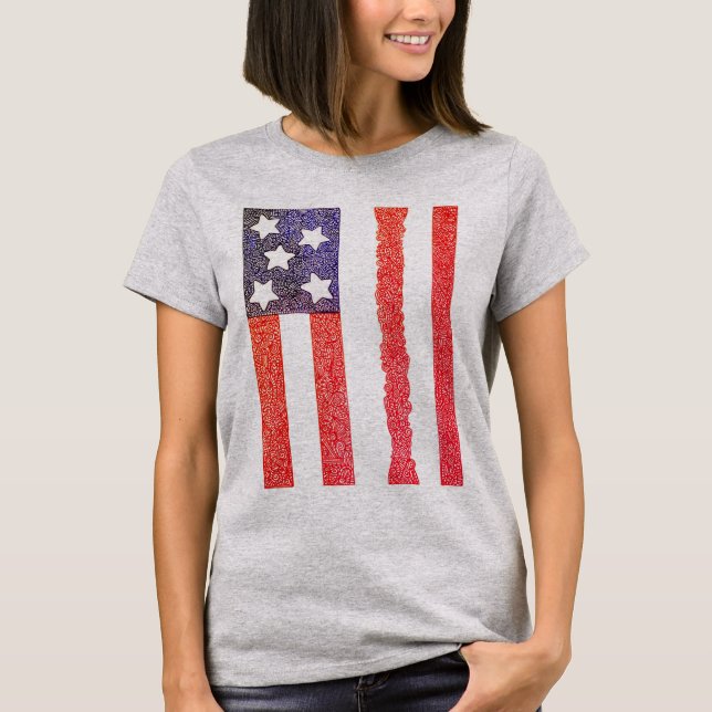 American Flagga (lodrät) T-Shirt (Framsida)