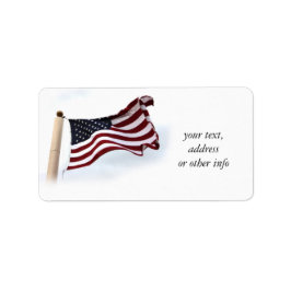 American Flagga Long May It Wave Adressetikett