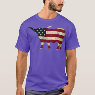 American Flagga Longhorn Cattle T Shirt
