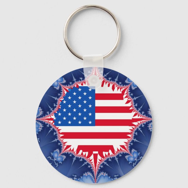 American Flagga Mandelbrot Nyckelring (Framsida)