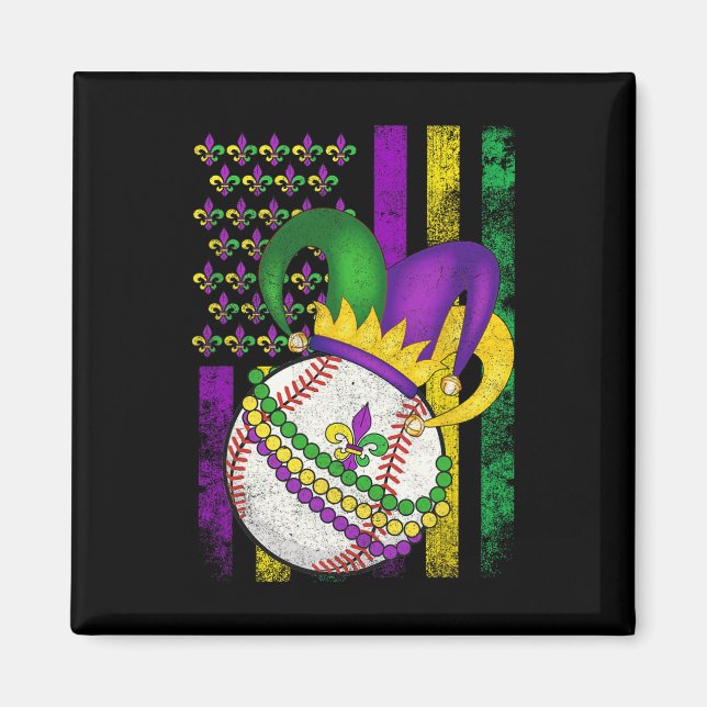 American Flagga Mardi Gras Fleur De Lis Bysell Ll Magnet (Framsidan)