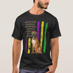 American Flagga Mardi Gras Hund Festival Boxer T Shirt