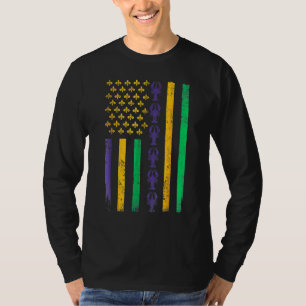 American Flagga Mardi Gras Mardi Gras Kräftor Outf T Shirt