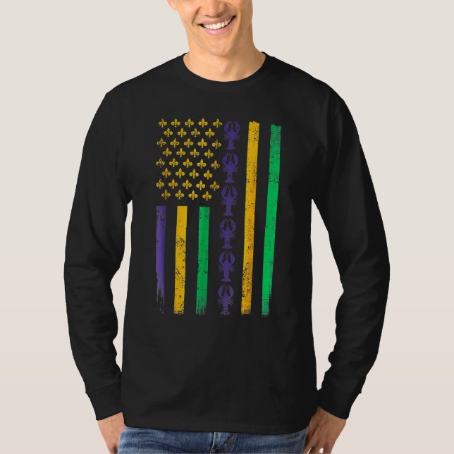 American Flagga Mardi Gras Mardi Gras Kräftor Outf T Shirt (Framsida)