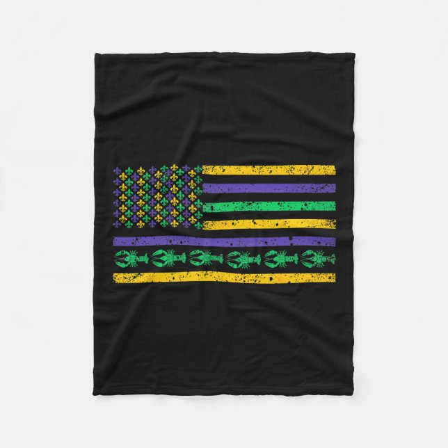 American Flagga Mardi Gras T Shirt Mardi Gras Craw Fleecefilt (Framsidan)