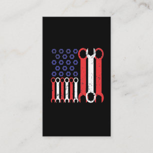 American Flagga Mechanic Verktyg USA Kärlek Craft Visitkort