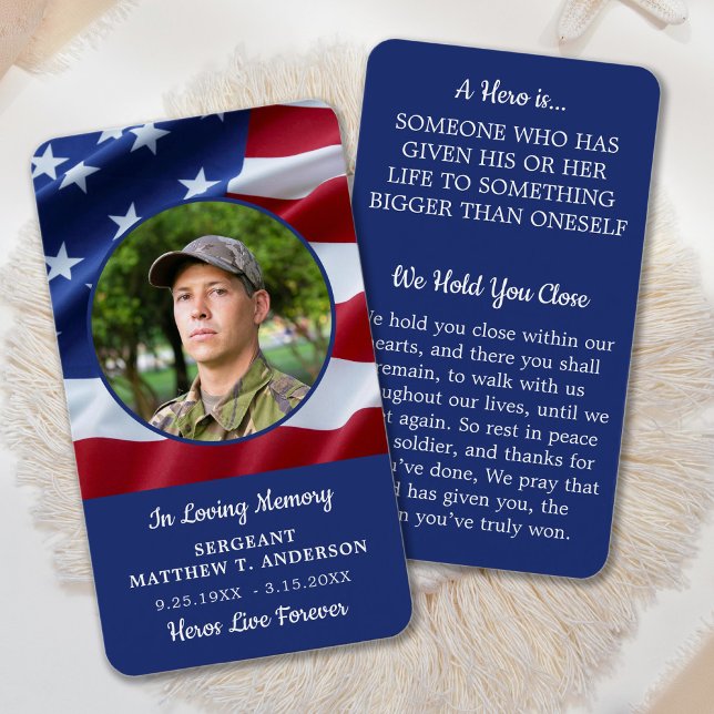 American Flagga Memorial Fallen Soldier Prayer Car Visitkort (Skapare uppladdad)