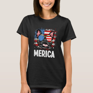 American Flagga Merica Fransk Bulldog 4 juli T Shirt