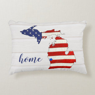American Flagga Michigan Accent Pillow Prydnadskudde