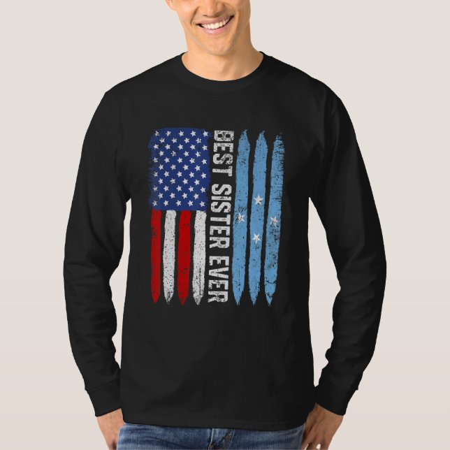 American Flagga Micronesia Flagga Best Sister nåns T Shirt (Framsida)