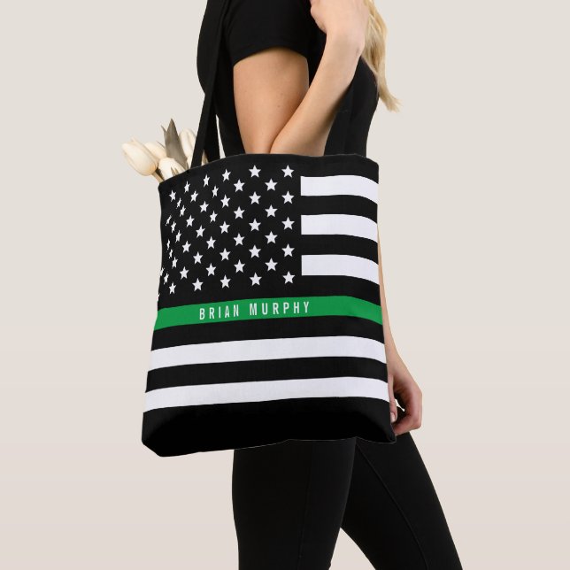American Flagga Monogram för militär tunn Grönt Tygkasse (Närbild)
