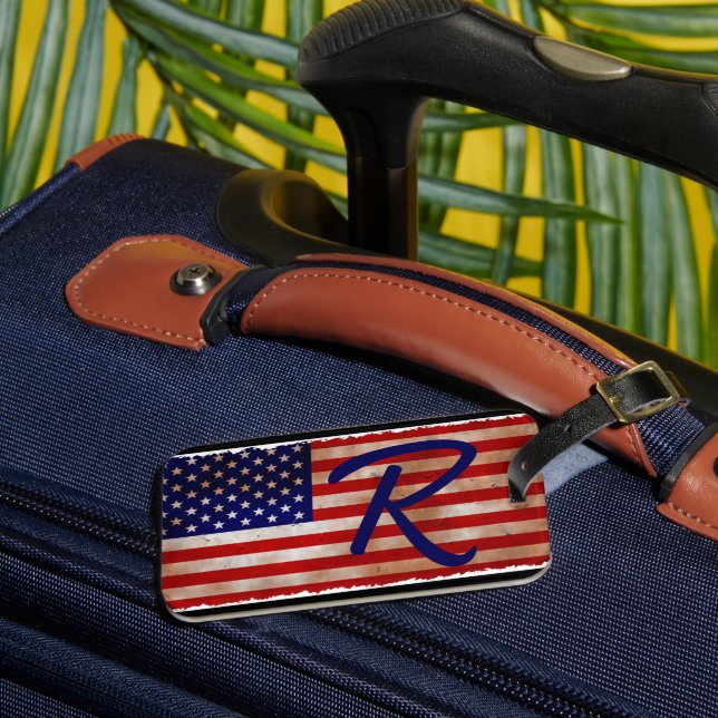 American Flagga Monogram Luggage Tag Bagagebricka (Framsida Insitu 3)