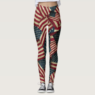 American Flagga Mönster Patriotic Leggings