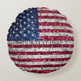 American Flagga Mosaic Rund Kudde