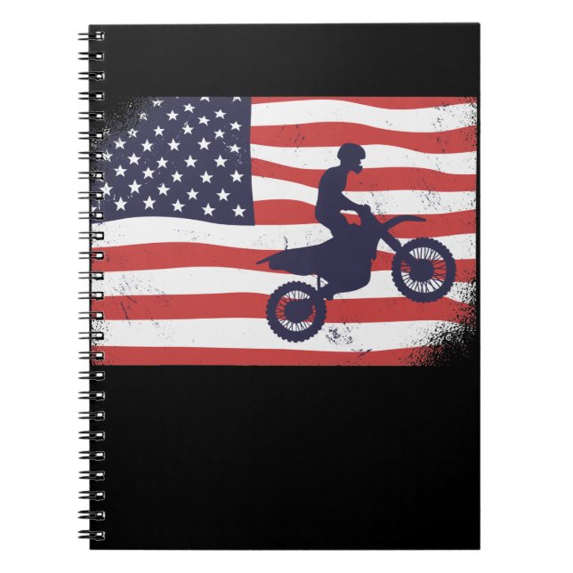 American flagga Motocross Anteckningsbok (Framsidan)