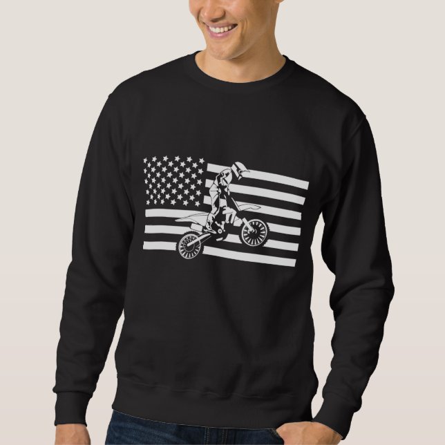 American Flagga Motocross Apparel - Motocross Dirt Lång Ärmad Tröja (Framsida)