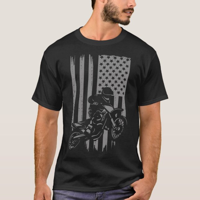 American Flagga Motocross - Motocross Dirt Bike T Shirt (Framsida)