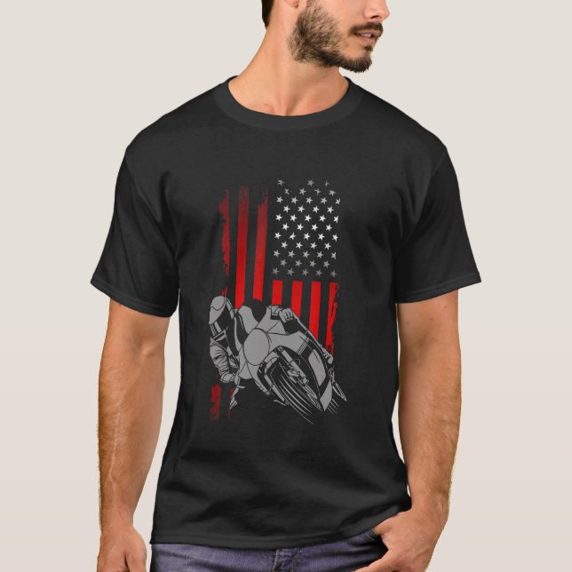 American Flagga Motorcle T Shirt (Framsida)