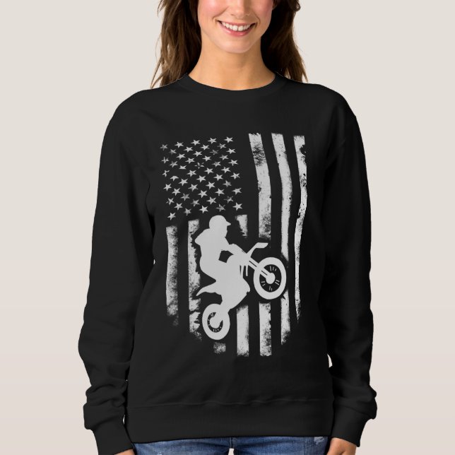 American Flagga Motorcross Braap Dirt Bike Off Roa T Shirt (Framsida)