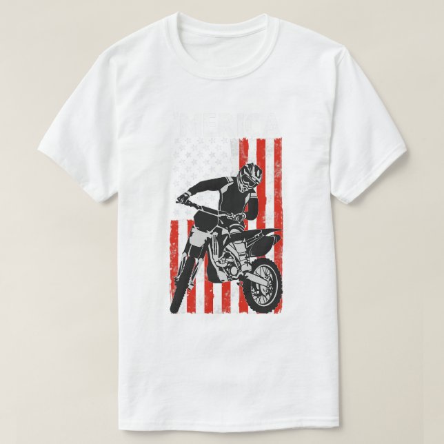 American Flagga Motorcross Braap MERICA Dirt Bike  T Shirt (Design framsida)