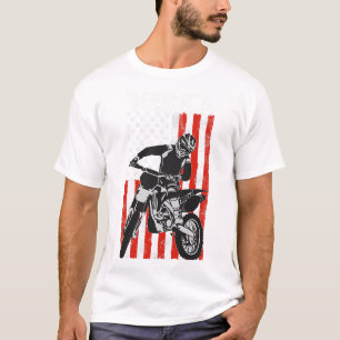 American Flagga Motorcross Braap MERICA Dirt Bike T Shirt