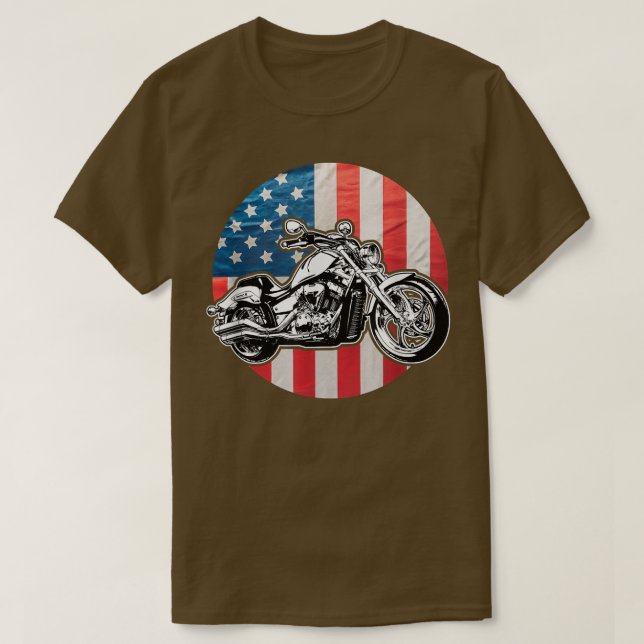 American Flagga Motorcycle Biker146 T Shirt (Design framsida)