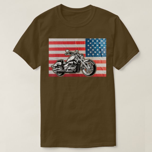 American Flagga Motorcycle Biker154 T Shirt (Design framsida)
