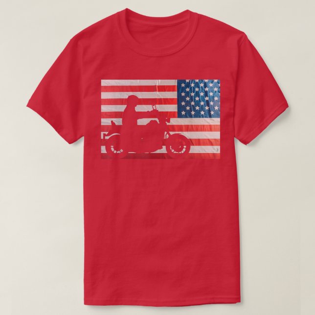 American Flagga Motorcycle Biker162 T Shirt (Design framsida)