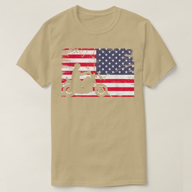 American Flagga Motorcycle Biker180 T Shirt (Design framsida)