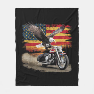 American Flagga Motorcycle Tshirt USA flagga Biker Fleecefilt