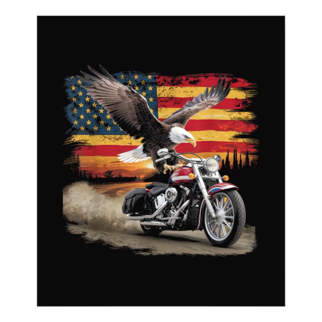 American Flagga Motorcycle Tshirt USA flagga Biker Fototryck (Framsidan)