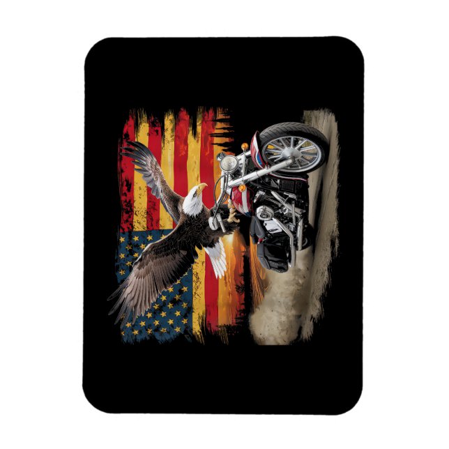 American Flagga Motorcycle Tshirt USA flagga Biker Magnet (Vertikal)