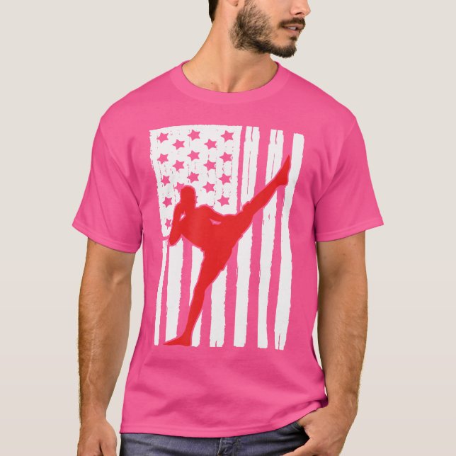 American Flagga Muay Thai Theme Kickboxing T Shirt (Framsida)