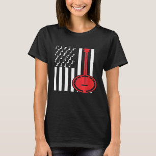 American Flagga Musik noter Banjo T Shirt