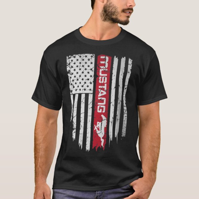 American Flagga Mustang T Shirt (Framsida)