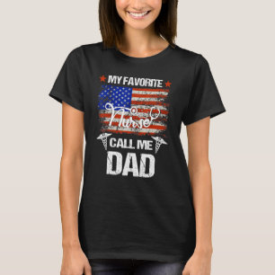 American Flagga My Favorite Nurse kallar mig Pappa T Shirt