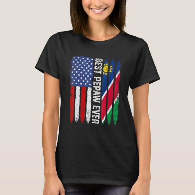 American Flagga Namibia Flagga Best Pepaw All Fami T Shirt (Framsida)